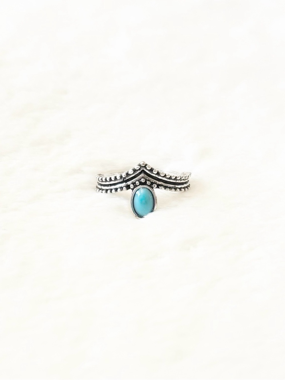 5/$15 🩷 MUST BUNDLE Turquoise Cabochon Silver Chevron Ring